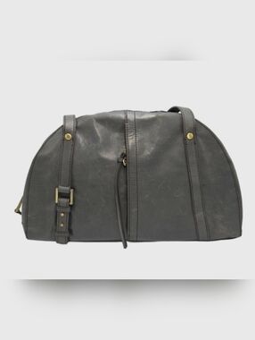 HOBO Distressed Gray Leather Satchel Shoulder Bag – 10" Drop Fixed Straps